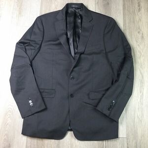 Calvin Klein Wool Single Breasted Notch Lapel Blazer Suit Jacket Black 42R